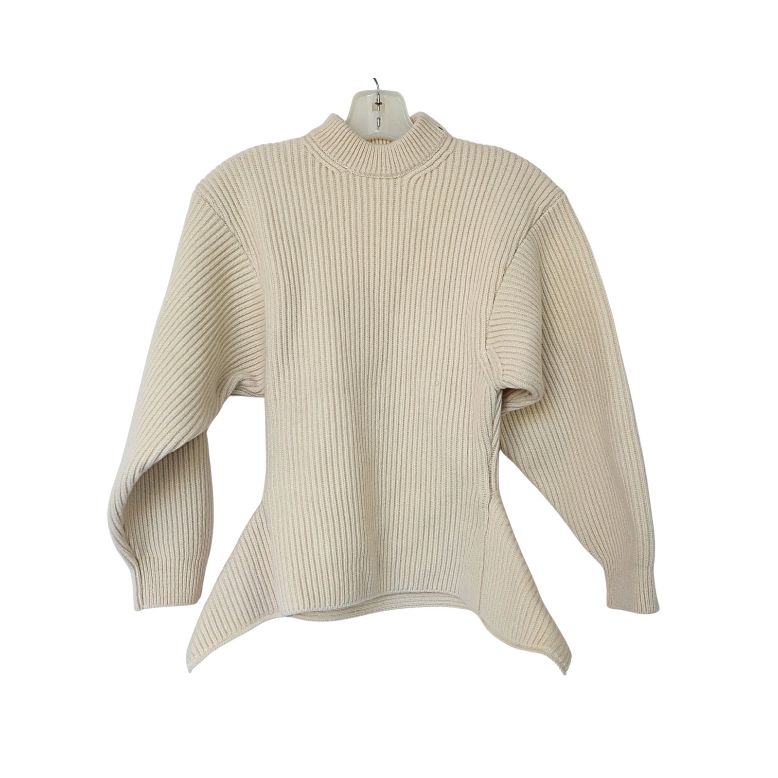 Alaia Fitted Sculpted Long Sleeve Wool Sweater - Ivory - 36